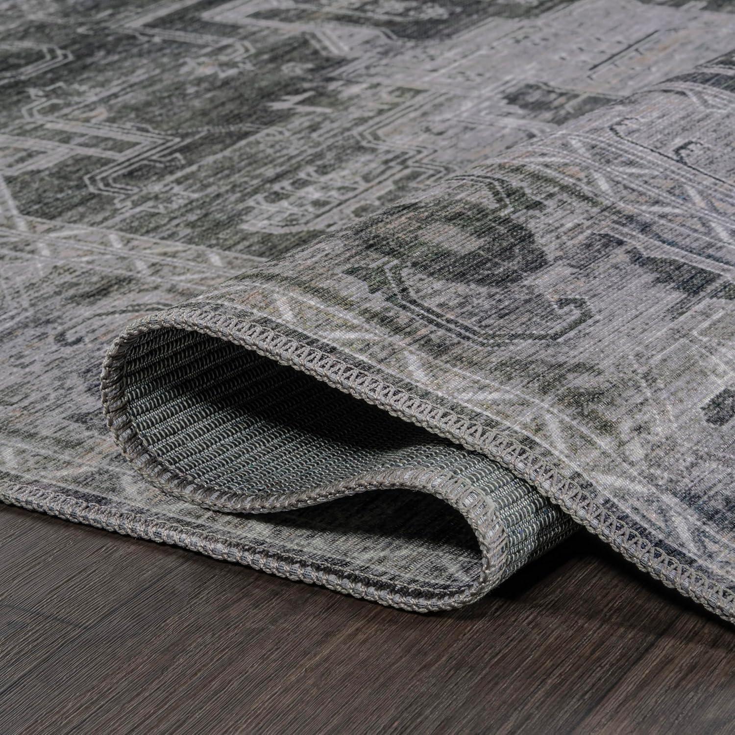 image:imageJONATHAN Y Machine Washable NavyCream Indoor Area Rug 5X8 ft Alanya Ornate Medallion for Living Room Bedroom Kitchen Office EasyCleaning High Traffic PetFriendly NonShedding WSH100A5Alanyadark GreenGray