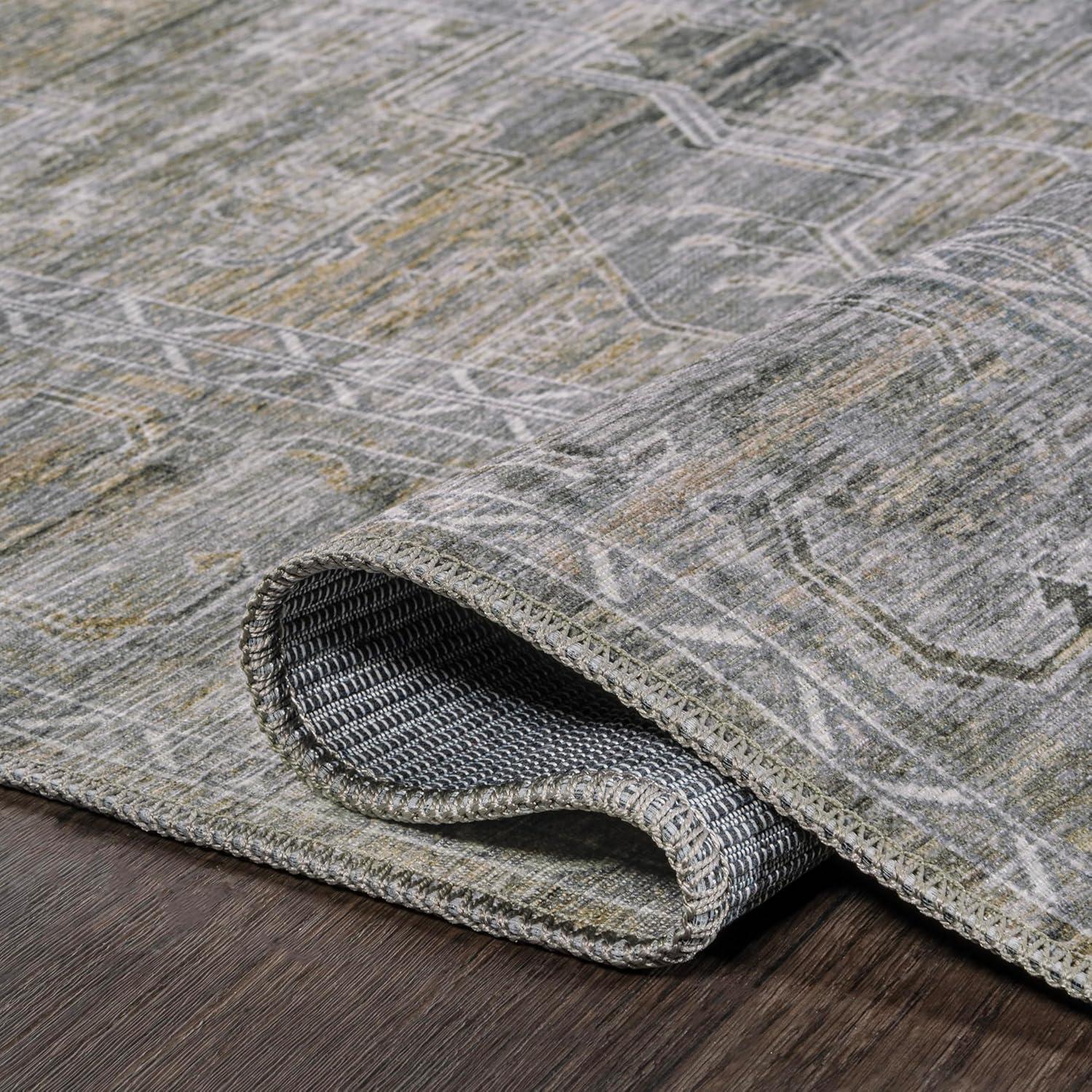image:imageJONATHAN Y Machine Washable NavyCream Indoor Area Rug 5X8 ft Alanya Ornate Medallion for Living Room Bedroom Kitchen Office EasyCleaning High Traffic PetFriendly NonShedding WSH100A5AlanyagrayMustard