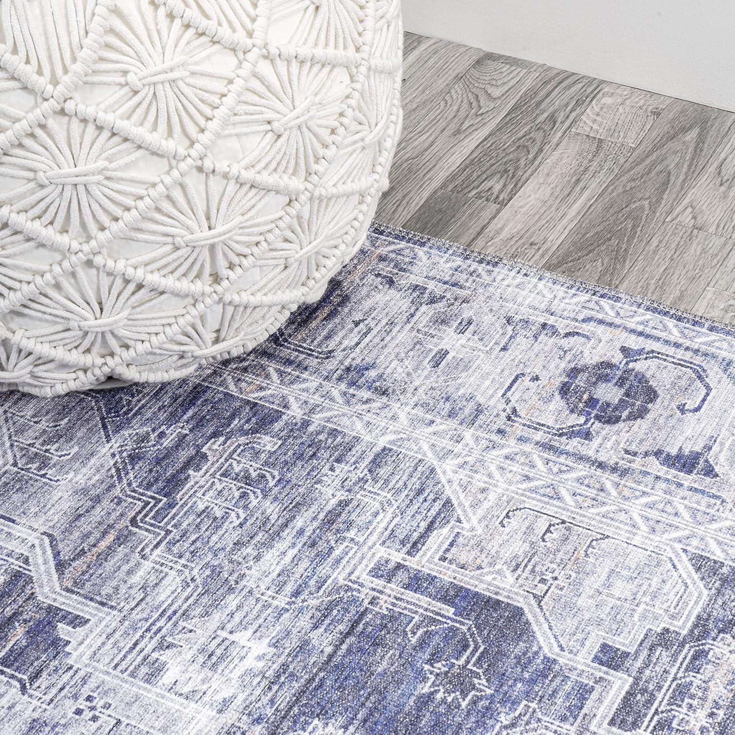 image:imageJONATHAN Y Machine Washable NavyCream Indoor Area Rug 5X8 ft Alanya Ornate Medallion for Living Room Bedroom Kitchen Office EasyCleaning High Traffic PetFriendly NonShedding WSH100A5AlanyanavyCream