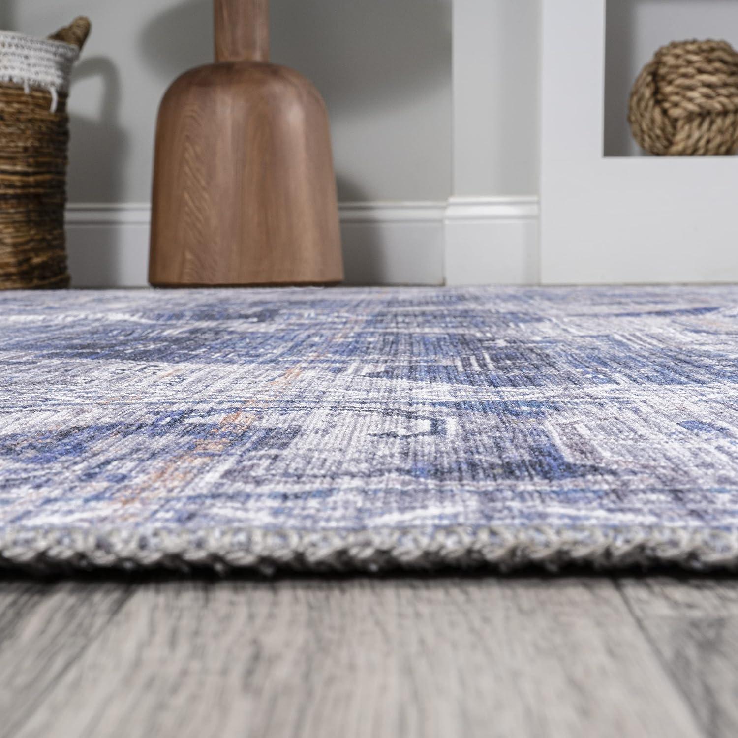 image:imageJONATHAN Y Machine Washable NavyCream Indoor Area Rug 5X8 ft Alanya Ornate Medallion for Living Room Bedroom Kitchen Office EasyCleaning High Traffic PetFriendly NonShedding WSH100A5AlanyanavyCream