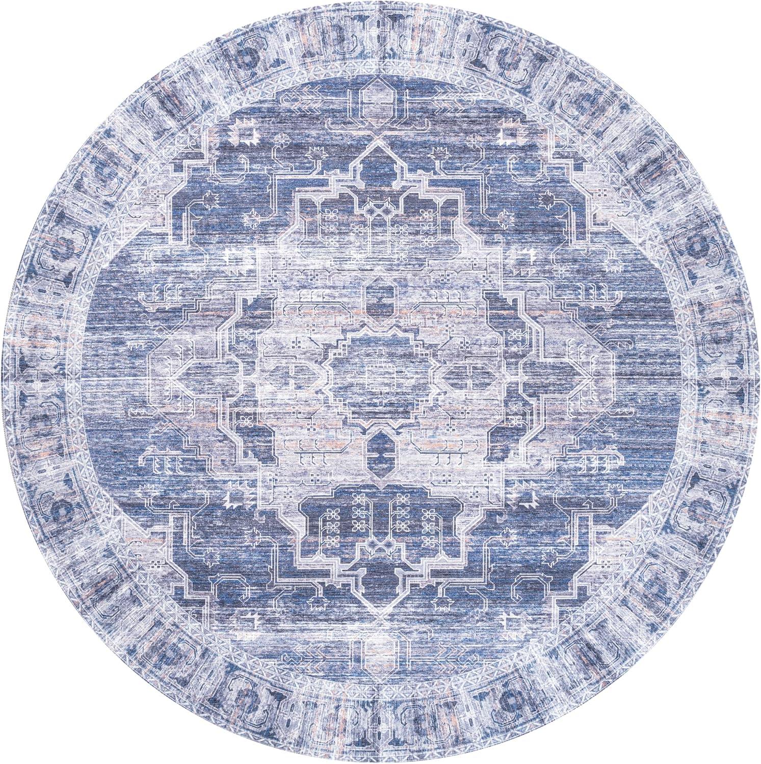 image:imageJONATHAN Y Machine Washable NavyCream Indoor Area Rug 5X8 ft Alanya Ornate Medallion for Living Room Bedroom Kitchen Office EasyCleaning High Traffic PetFriendly NonShedding WSH100A5AlanyanavyCream