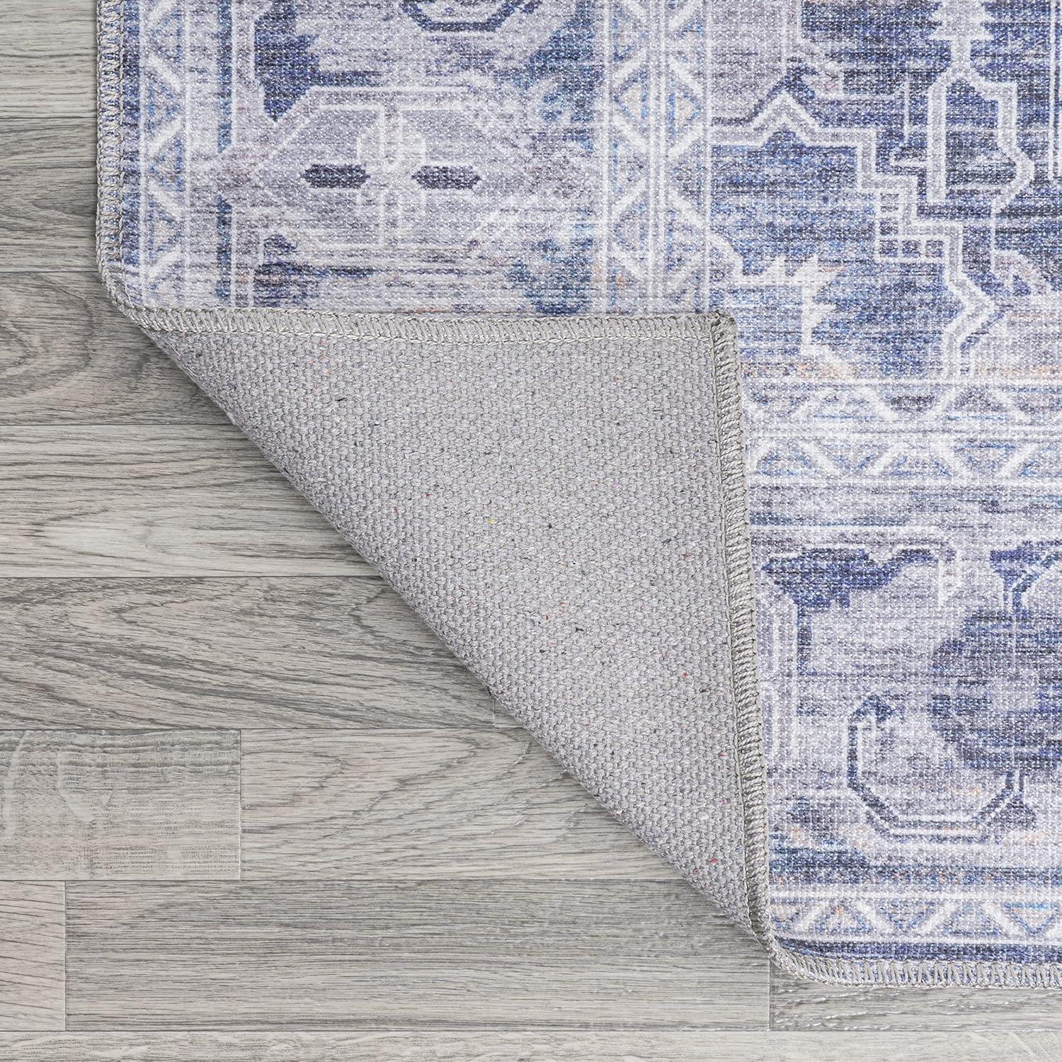 image:imageJONATHAN Y Machine Washable NavyCream Indoor Area Rug 5X8 ft Alanya Ornate Medallion for Living Room Bedroom Kitchen Office EasyCleaning High Traffic PetFriendly NonShedding WSH100A5AlanyanavyCream