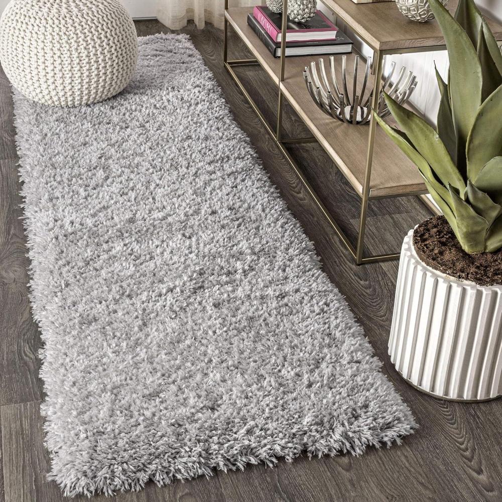 image:imageJONATHAN Y Aydin Solid Plush Shag Gray Runner Rug 2x8 Contemporary Glam EasyCleaning for Living Room Bedroom Kitchen Pet Friendly NonShedding ALA102A28Grey