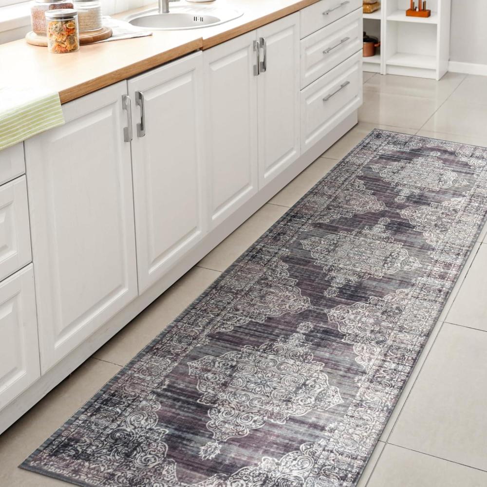 image:imageJONATHAN Y Machine Washable Blue Indoor Area Rug 5X8 ft Regis Bohemian Medallion for Living Room Bedroom Kitchen Office EasyCleaning High Traffic PetFriendly NonShedding WSH107A5RegispurpleCream