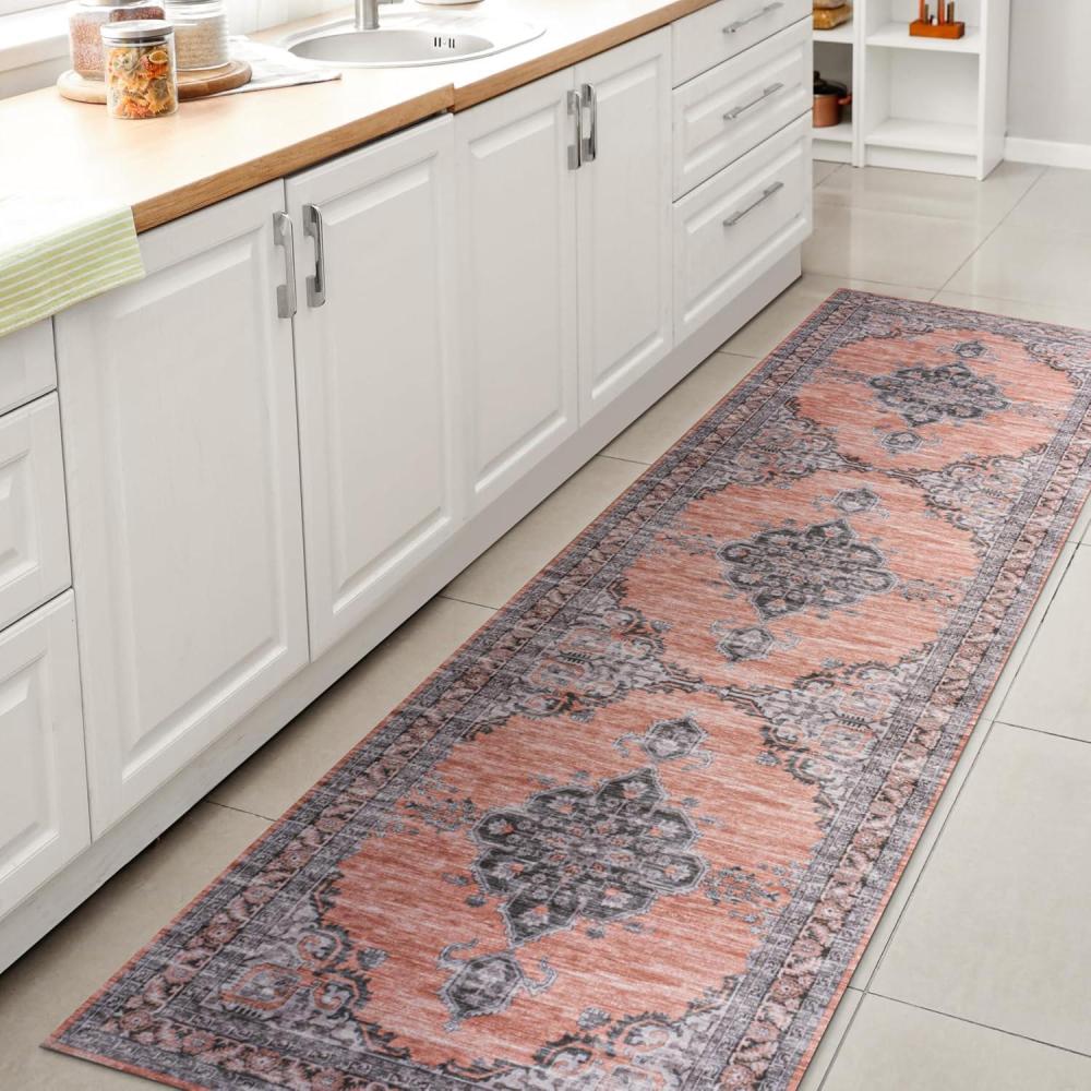 image:imageJONATHAN Y Machine Washable Indoor Area Rug 5X8 Dark GrayYellow Wincer Chenille Cottage Medallion for Living Room Bedroom Kitchen Office EasyCleaning PetFriendly NonShedding WSH202C5WincerorangeGray
