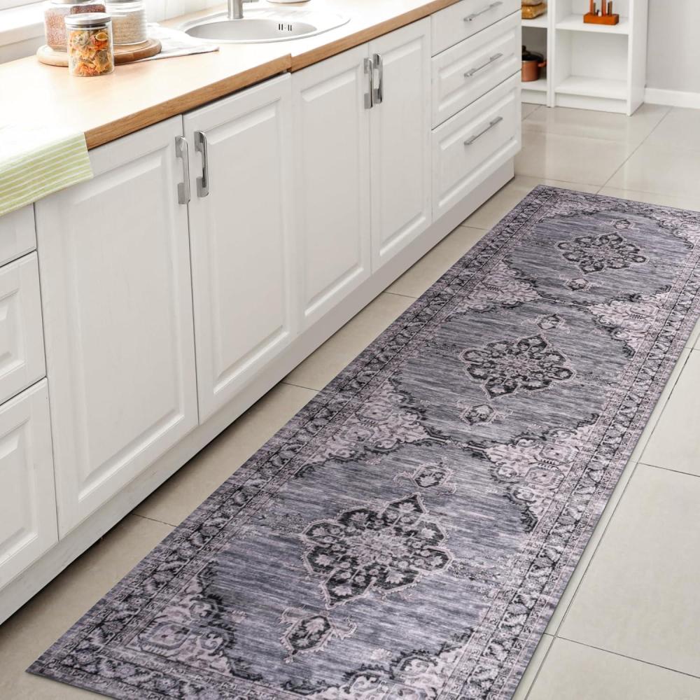 image:imageJONATHAN Y Machine Washable Indoor Area Rug 5X8 Dark GrayYellow Wincer Chenille Cottage Medallion for Living Room Bedroom Kitchen Office EasyCleaning PetFriendly NonShedding WSH202C5WincernavyGrayBlack