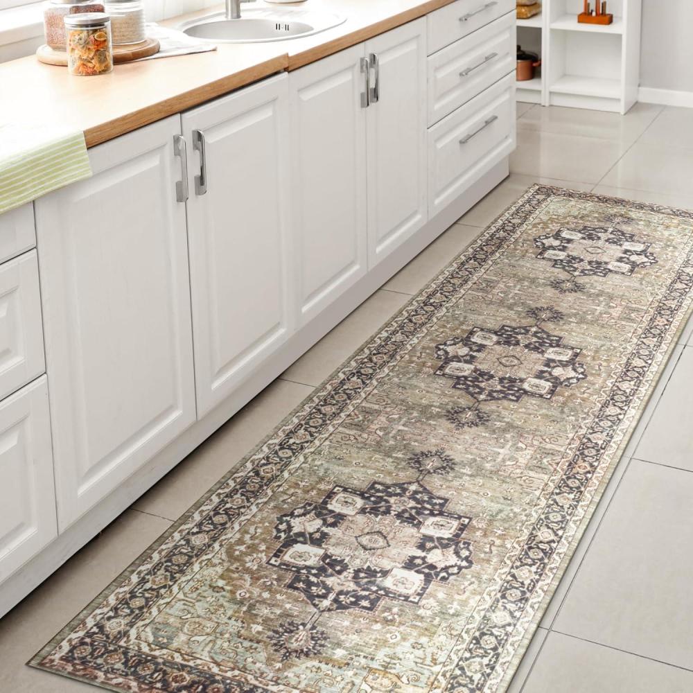 image:imageJONATHAN Y Machine Washable Indoor Area Rug 5X8 TerracottaNavy Dalyan Geometric Medallions for Living Room Bedroom Kitchen Office EasyCleaning PetFriendly NonShedding WSH101A5Marislight GreenTanBlue