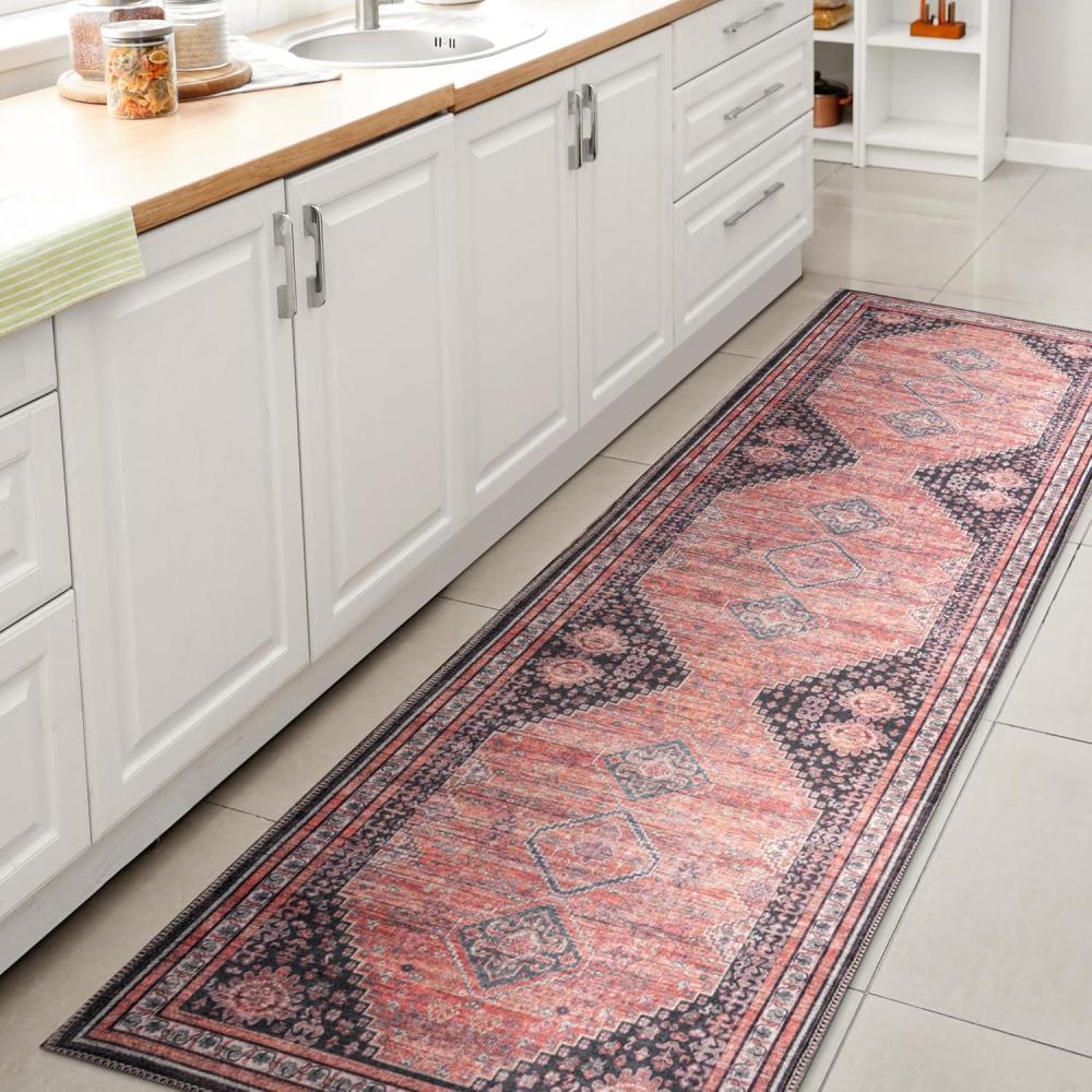 image:imageJONATHAN Y Machine Washable Indoor Area Rug 5X8 TerracottaNavy Dalyan Geometric Medallions for Living Room Bedroom Kitchen Office EasyCleaning PetFriendly NonShedding WSH101A5DalyanterraNavy