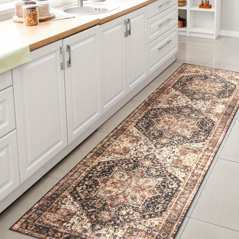 image:imageJONATHAN Y Machine Washable Indoor Area Rug 5X8 TerracottaNavy Dalyan Geometric Medallions for Living Room Bedroom Kitchen Office EasyCleaning PetFriendly NonShedding WSH101A5ChapellblackTerra