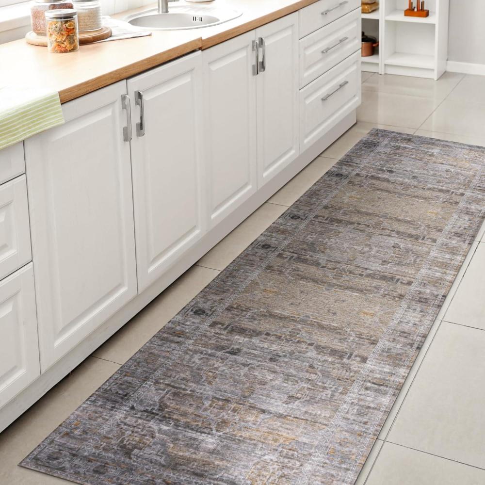 image:imageJONATHAN Y Machine Washable NavyCream Indoor Area Rug 5X8 ft Alanya Ornate Medallion for Living Room Bedroom Kitchen Office EasyCleaning High Traffic PetFriendly NonShedding WSH100A5AlanyagrayMustard