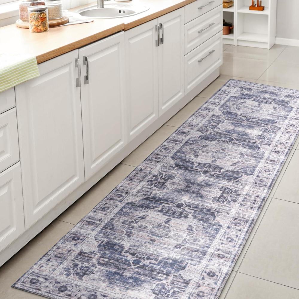 image:imageJONATHAN Y Machine Washable NavyCream Indoor Area Rug 5X8 ft Alanya Ornate Medallion for Living Room Bedroom Kitchen Office EasyCleaning High Traffic PetFriendly NonShedding WSH100A5AlanyanavyCream