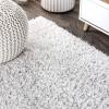 JONATHAN Y Aydin Solid Plush Shag Gray Runner Rug, 2×8, Contemporary, Glam, Easy-Cleaning for Living Room, Bedroom, Kitchen, Pet Friendly, Non-Shedding (ALA102A-28)(Gray/Ivory)