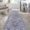 JONATHAN Y Machine Washable Indoor Area Rug 5X8 Dark Gray/Yellow, Wincer Chenille Cottage Medallion for Living Room, Bedroom, Kitchen, Office, Easy-Cleaning, Pet-Friendly, Non-Shedding WSH202C-5(Wincer-navy/Gray/Black)