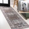 JONATHAN Y Machine Washable Navy/Cream Indoor Area Rug 5X8 ft, Alanya Ornate Medallion for Living Room, Bedroom, Kitchen, Office, Easy-Cleaning, High Traffic, Pet-Friendly, Non-Shedding (WSH100A-5)(Alanya-brown/Light Gray)