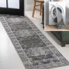 JONATHAN Y Machine Washable Navy/Cream Indoor Area Rug 5X8 ft, Alanya Ornate Medallion for Living Room, Bedroom, Kitchen, Office, Easy-Cleaning, High Traffic, Pet-Friendly, Non-Shedding (WSH100A-5)(Alanya-dark Green/Gray)
