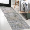 JONATHAN Y Machine Washable Navy/Cream Indoor Area Rug 5X8 ft, Alanya Ornate Medallion for Living Room, Bedroom, Kitchen, Office, Easy-Cleaning, High Traffic, Pet-Friendly, Non-Shedding (WSH100A-5)(Alanya-gray/Mustard)