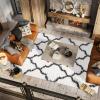JONATHAN Y Marrakesh Shag Trellis Ivory/Charcoal Indoor Area Rug, 5×8, Bohemian, Transitional, Easy-Cleaning for Living Room, Bedroom, Kitchen, Pet Friendly, Non-Shedding (ALA100A-5)(3’11” x 6′ (Rectangular))