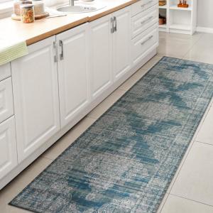 JONATHAN Y Machine Washable Blue Indoor Area Rug 5X8 ft, Regis Bohemian Medallion for Living Room, Bedroom, Kitchen, Office, Easy-Cleaning, High Traffic, Pet-Friendly, Non-Shedding (WSH107A-5)(Regis-teal/Cream)