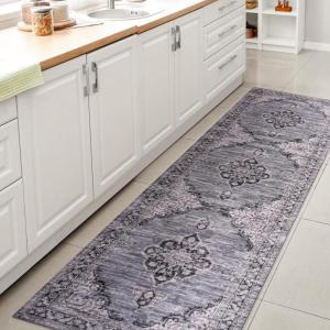 JONATHAN Y Machine Washable Indoor Area Rug 5X8 Dark Gray/Yellow, Wincer Chenille Cottage Medallion for Living Room, Bedroom, Kitchen, Office, Easy-Cleaning, Pet-Friendly, Non-Shedding WSH202C-5(Wincer-navy/Gray/Black)