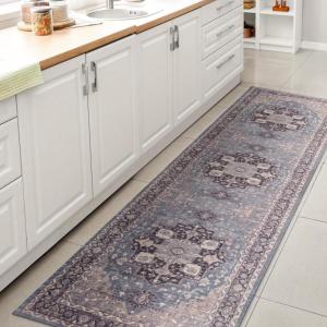 JONATHAN Y Machine Washable Indoor Area Rug 5X8 Terracotta/Navy, Dalyan Geometric Medallions for Living Room, Bedroom, Kitchen, Office, Easy-Cleaning, Pet-Friendly, Non-Shedding WSH101A-5(Maris-blue/Cream)