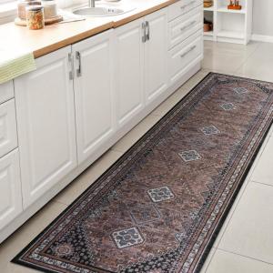 JONATHAN Y Machine Washable Indoor Area Rug 5X8 Terracotta/Navy, Dalyan Geometric Medallions for Living Room, Bedroom, Kitchen, Office, Easy-Cleaning, Pet-Friendly, Non-Shedding WSH101A-5(Dalyan-brown/Blue/Gray)