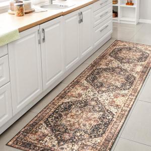 JONATHAN Y Machine Washable Indoor Area Rug 5X8 Terracotta/Navy, Dalyan Geometric Medallions for Living Room, Bedroom, Kitchen, Office, Easy-Cleaning, Pet-Friendly, Non-Shedding WSH101A-5(Chapell-black/Terra)