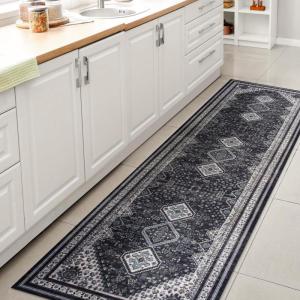 JONATHAN Y Machine Washable Indoor Area Rug 5X8 Terracotta/Navy, Dalyan Geometric Medallions for Living Room, Bedroom, Kitchen, Office, Easy-Cleaning, Pet-Friendly, Non-Shedding WSH101A-5(Dalyan-navy/Light Gray)