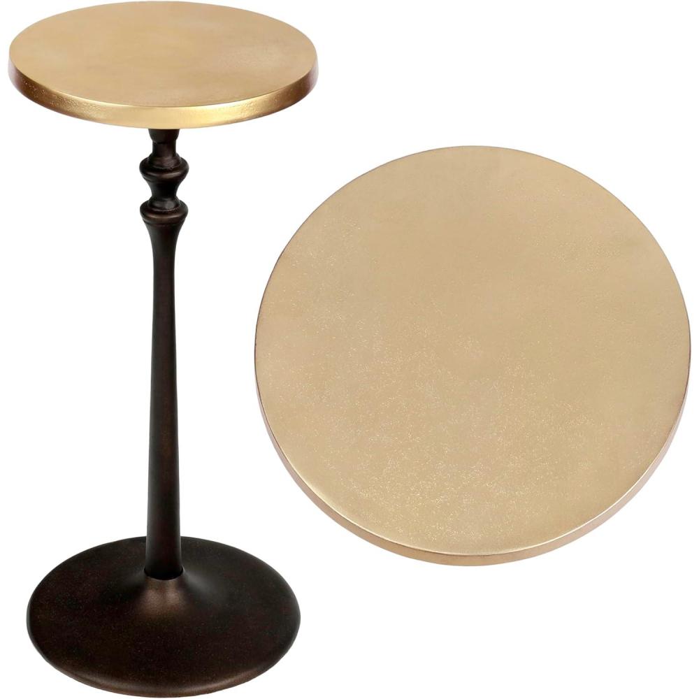 image:imageJONATHAN Y END4000B Lulu 195 Art Deco Classic Pedestal Round Metal Drink Table and Decorative End Table for Living Room Bedroom Office Bathroom BlackOil Rubbed BronzeGold