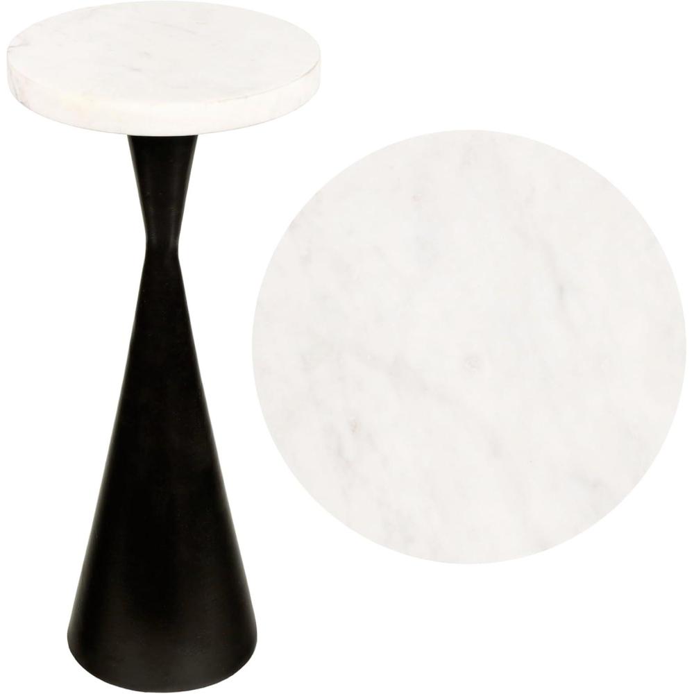 image:imageJONATHAN Y END4003A Ziggy 22 Contemporary Designer Metal Drink Table and Decorative End Table with White Marble Round Top and Cone Pedestal Base for Living Room Bedroom Office Antique NickelAntique Black