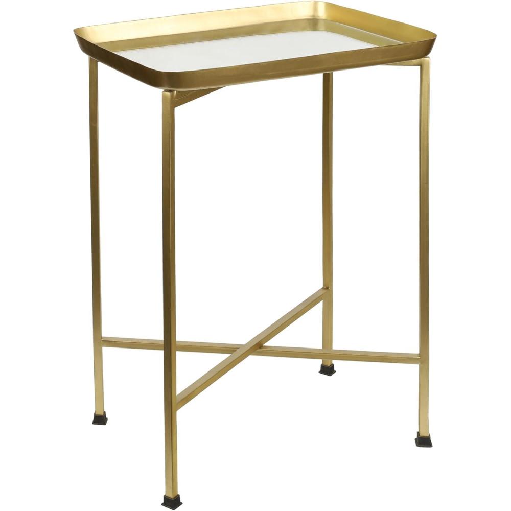 image:imageJONATHAN Y END4006E Sterling 2625 Industrial Classic Metal Foldable Rectangular End Table and Side Table with Mirrored Removable Tray Top for Living Room Bedroom Office Bathroom SilverGold