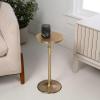 JONATHAN Y END4000B Lulu 19.5″ Art Deco Classic Pedestal Round Metal Drink Table and Decorative End Table for Living Room, Bedroom, Office, Bathroom, Black(Gold)