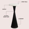 JONATHAN Y END4003A Ziggy 22″ Contemporary Designer Metal Drink Table and Decorative End Table with White Marble Round Top and Cone Pedestal Base for Living Room, Bedroom, Office, Antique Nickel(Antique Black)