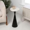 JONATHAN Y END4003A Ziggy 22″ Contemporary Designer Metal Drink Table and Decorative End Table with White Marble Round Top and Cone Pedestal Base for Living Room, Bedroom, Office, Antique Nickel(Antique Black)