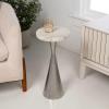 JONATHAN Y END4003A Ziggy 22″ Contemporary Designer Metal Drink Table and Decorative End Table with White Marble Round Top and Cone Pedestal Base for Living Room, Bedroom, Office, Antique Nickel(Antique Nickel)