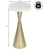 JONATHAN Y END4003A Ziggy 22″ Contemporary Designer Metal Drink Table and Decorative End Table with White Marble Round Top and Cone Pedestal Base for Living Room, Bedroom, Office, Antique Nickel(Antique Gold)