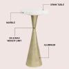 JONATHAN Y END4003A Ziggy 22″ Contemporary Designer Metal Drink Table and Decorative End Table with White Marble Round Top and Cone Pedestal Base for Living Room, Bedroom, Office, Antique Nickel(Antique Gold)