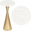 JONATHAN Y END4003A Ziggy 22″ Contemporary Designer Metal Drink Table and Decorative End Table with White Marble Round Top and Cone Pedestal Base for Living Room, Bedroom, Office, Antique Nickel(Antique Gold)