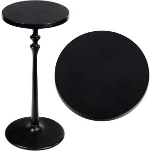 JONATHAN Y END4000B Lulu 19.5″ Art Deco Classic Pedestal Round Metal Drink Table and Decorative End Table for Living Room, Bedroom, Office, Bathroom, Black(Black)