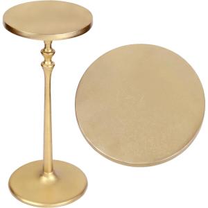 JONATHAN Y END4000B Lulu 19.5″ Art Deco Classic Pedestal Round Metal Drink Table and Decorative End Table for Living Room, Bedroom, Office, Bathroom, Black(Gold)