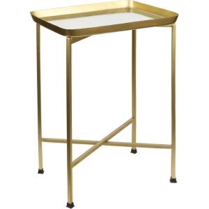 JONATHAN Y END4006E Sterling 26.25″ Industrial Classic Metal Foldable Rectangular End Table and Side Table with Mirrored Removable Tray Top for Living Room, Bedroom, Office, Bathroom, Silver(Gold)