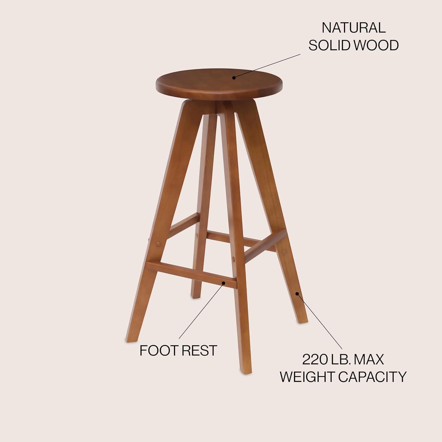 image:imageJONATHAN Y CSL2001A Ceren 255 MidCentury Industrial Round Solid Wood Backless Counter Stool for Home Kitchen Dining Room Workspaces Cafes and Resturants NaturalWalnut Brown