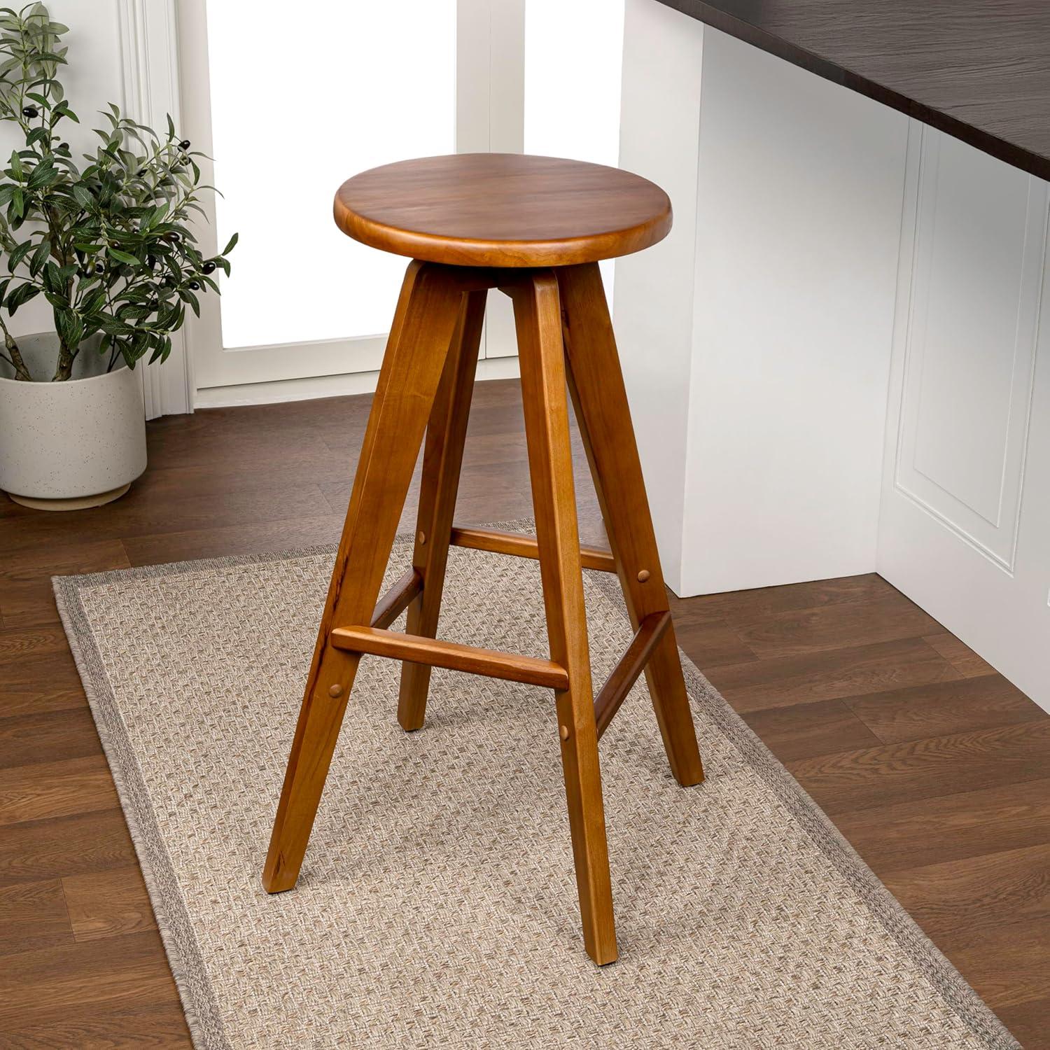 image:imageJONATHAN Y CSL2001A Ceren 255 MidCentury Industrial Round Solid Wood Backless Counter Stool for Home Kitchen Dining Room Workspaces Cafes and Resturants NaturalWalnut Brown
