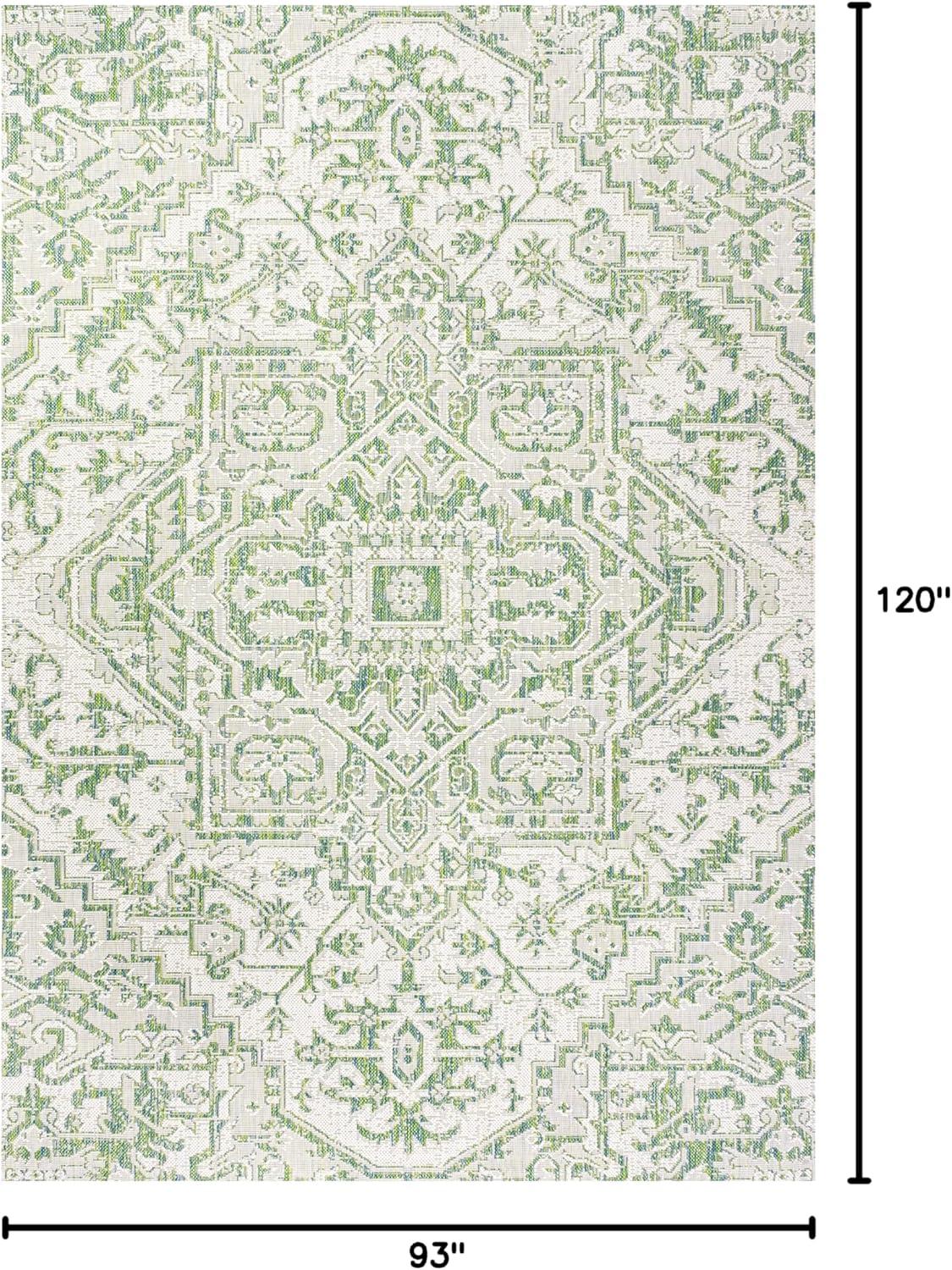 image:imageJONATHAN Y Boho Medallion Indoor Outdoor Area Rug 3X5 TealGray Estrella Textured Weave for Backyard Patio Porch EasyCleaning High Traffic PetFriendly NonShedding SMB105C3GreenCream