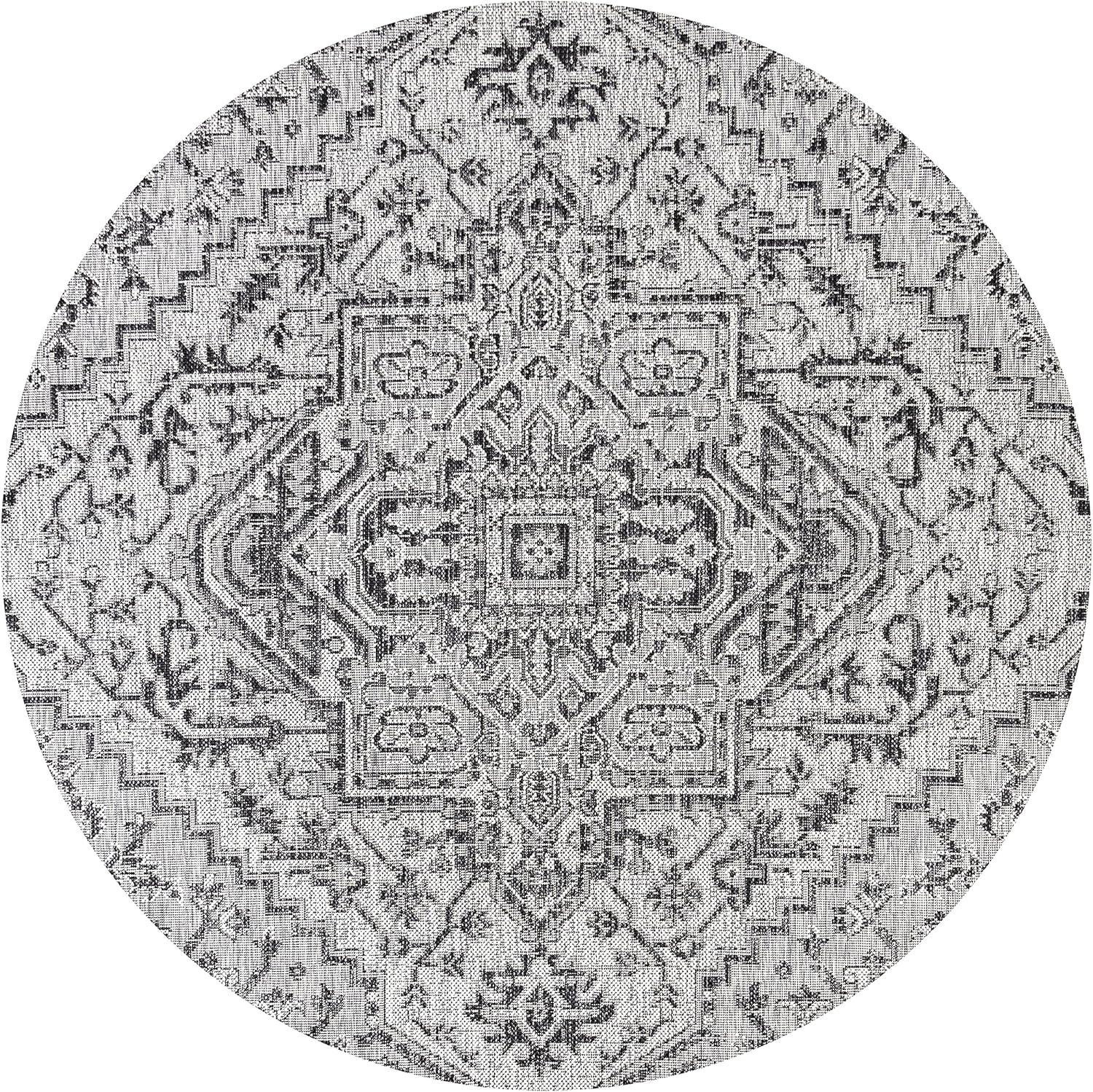 image:imageJONATHAN Y Boho Medallion Indoor Outdoor Area Rug 3X5 TealGray Estrella Textured Weave for Backyard Patio Porch EasyCleaning High Traffic PetFriendly NonShedding SMB105C3BlackGray