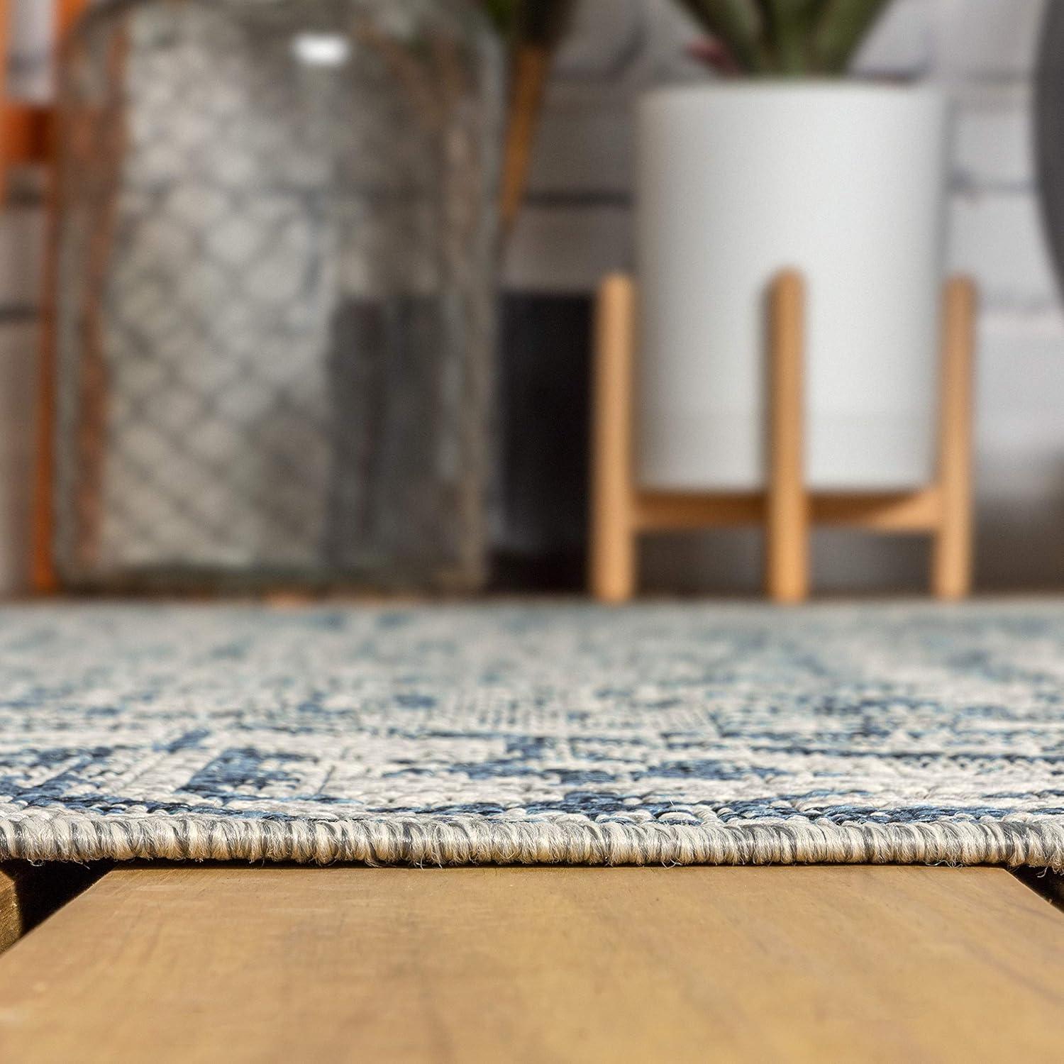 image:imageJONATHAN Y Boho Medallion Indoor Outdoor Area Rug 3X5 TealGray Estrella Textured Weave for Backyard Patio Porch EasyCleaning High Traffic PetFriendly NonShedding SMB105C3NavyGray