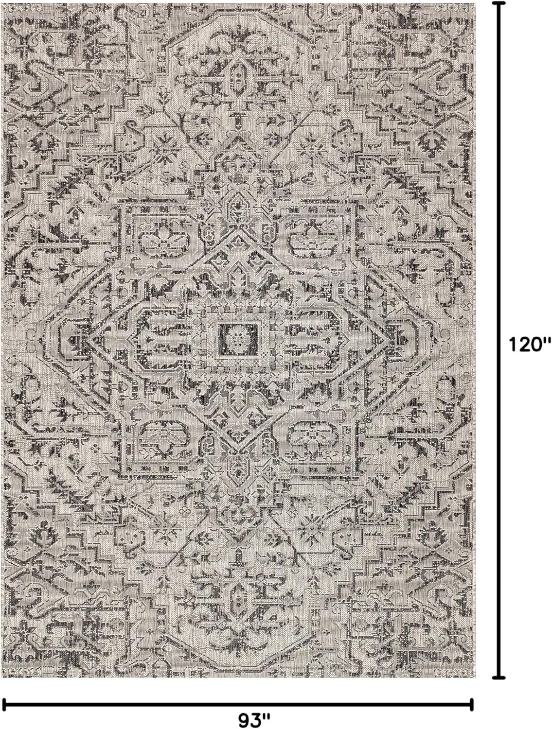 image:imageJONATHAN Y Boho Medallion Indoor Outdoor Area Rug 3X5 TealGray Estrella Textured Weave for Backyard Patio Porch EasyCleaning High Traffic PetFriendly NonShedding SMB105C3BlackGray