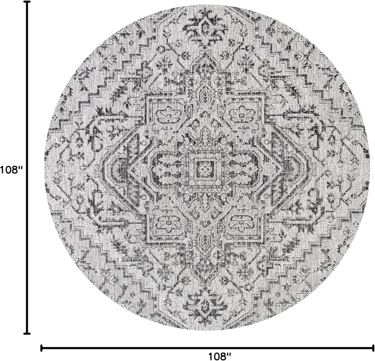 image:imageJONATHAN Y Boho Medallion Indoor Outdoor Area Rug 3X5 TealGray Estrella Textured Weave for Backyard Patio Porch EasyCleaning High Traffic PetFriendly NonShedding SMB105C3BlackGray