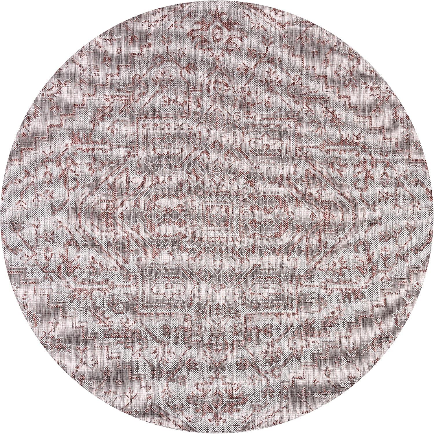 image:imageJONATHAN Y Boho Medallion Indoor Outdoor Area Rug 3X5 TealGray Estrella Textured Weave for Backyard Patio Porch EasyCleaning High Traffic PetFriendly NonShedding SMB105C3RedTaupe