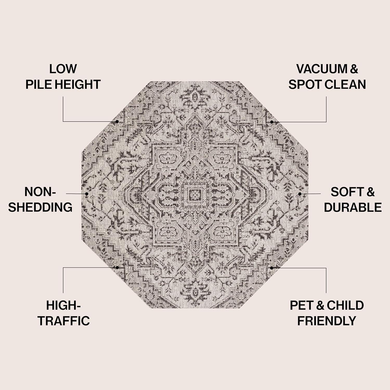 image:imageJONATHAN Y Boho Medallion Indoor Outdoor Area Rug 3X5 TealGray Estrella Textured Weave for Backyard Patio Porch EasyCleaning High Traffic PetFriendly NonShedding SMB105C3BlackGray