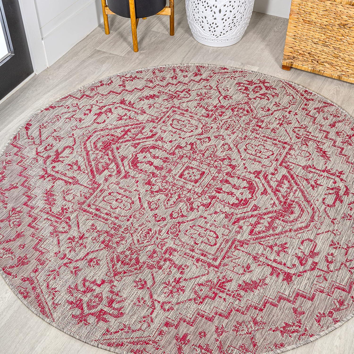 image:imageJONATHAN Y Boho Medallion Indoor Outdoor Area Rug 3X5 TealGray Estrella Textured Weave for Backyard Patio Porch EasyCleaning High Traffic PetFriendly NonShedding SMB105C3Light GrayFuchsia